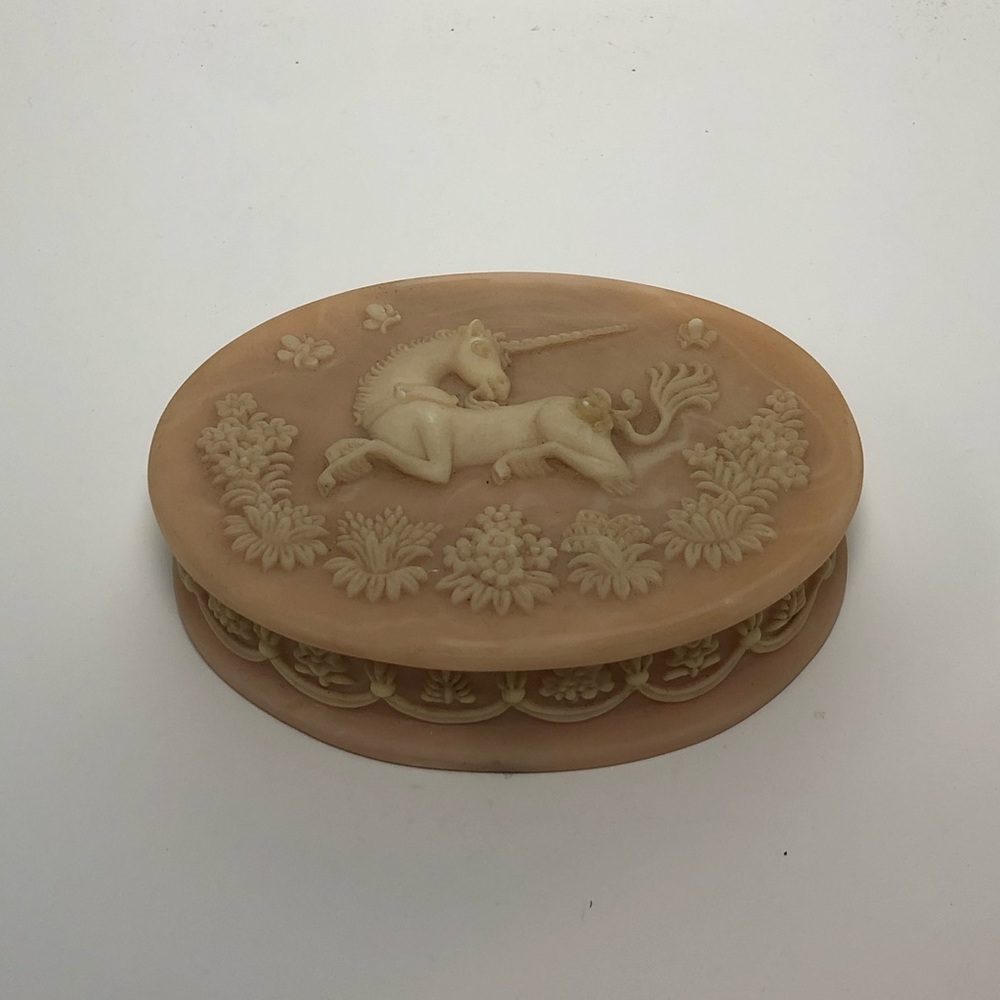 Light Orange SoapStone Unicorn Jewelry Box